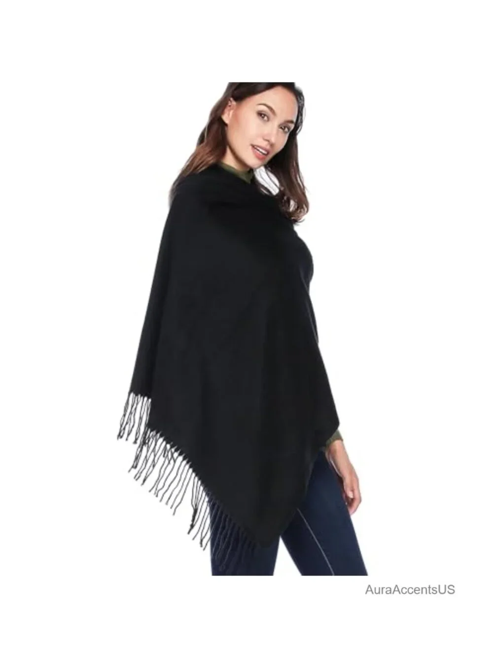 Wool Blend Pashmina Shawl Wrap Soft Warm Winter Scarf Women